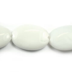 Bead, White Porcelain is Ceramic Material made Stone, 20x30x6mm Flat Oval.  Sold per 16-inch Strand