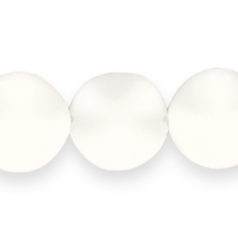 Bead, White Porcelain is Ceramic Material made Stone, 16mm Flat Disc Wave. Sold per 16-inch Strand