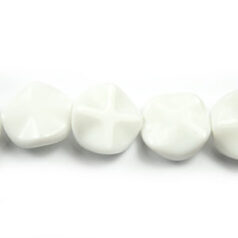 Bead, White Porcelain is Ceramic Material made Stone, 20mm Flat Disc Wave. Sold per 16-inch Strand
