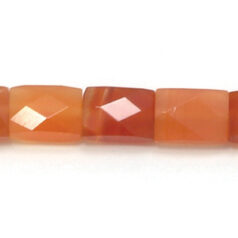 Bead, Carnelian is a Dyed and Heated Gemstone,  7.5x10mm Rectangle Faceted. Sold per 16-inch Strand