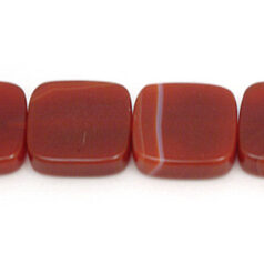 Bead, Carnelian is a Dyed and Heated Gemstone,  20x20x5mm Flat Square Smooth. Sold per 16-inch Strand