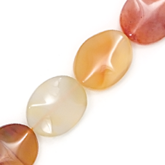 Bead, Carnelian is a Dyed and Heated Gemstone,  20x25mm Flat Oval Wave. Sold per 16-inch Strand
