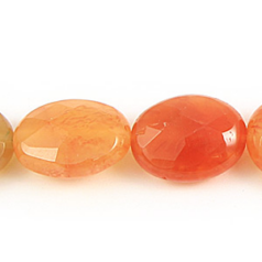 Bead, Carnelian is a Dyed and Heated Gemstone,  13x18mm Flat Oval Faceted. Sold per 16-inch Strand