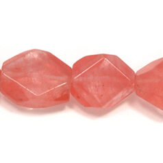 Bead, Cherry Quartz is a glass, 13-15x18mm Baroque Cut. Sold per 16-inch Strand