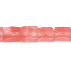Bead, Cherry Quartz is a glass, 7.5x10mm Rectangle Faceted. Sold per 16-inch Strand