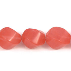 Bead, Cherry Quartz is a glass, 15x18mm Wave Cut. Sold per 16-inch Strand