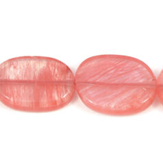Bead, Cherry Quartz is a glass, 25x19x5mm Flat Oval Nuggets. Sold per 16-inch Strand