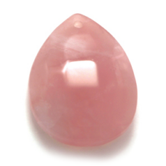 Pendant, Rose Quartz Gemstone, 35x45mm Faceted Teardrop