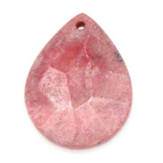 Pendant, Rhodonite Gemstone, 35x45mm Faceted Teardrop Shape.