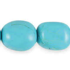 Bead, Blue Howlite is a dyed Gemstone B Grade, 30x35mm Smooth Nugget. Sold per 16-inch Strand