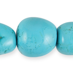 Bead, Blue Howlite is a dyed Gemstone B Grade, 35x45mm Smooth Nugget. Sold per 16-inch Strand