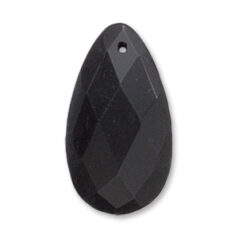 Pendant, Black Stone is a dyed Gemstone, 15x28mm Drop Faceted