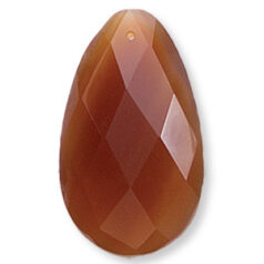 Pendant, Carnelian Gemstone, 20x35mm Faceted Teardop Shape
