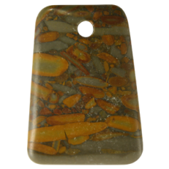 Pendant, Chocolate Jasper Gemstone, 45x55mm Trapezoid