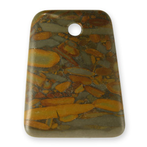 Pendants, Chocolate Jasper Gemstones, 40x50mm Trapezoid