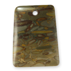 Pendants, Silver Leaf Jasper Gemstones, 40x50mm Trapezoid