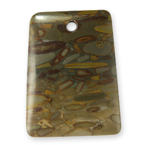 Pendants, Silver Leaf Jasper Gemstones, 40x50mm Trapezoid