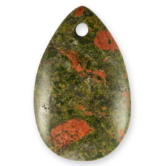 Pendants, Gemstones, Teardrop Shape 35x55mm, Unakite