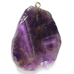 Gemstone - 35-45mm Amethyst Pendant (6.5mm thickness-shape may vary slightly)