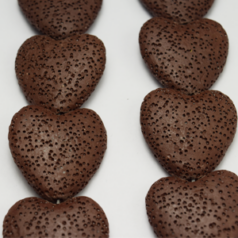 Bead,Brown Lava Stone, 28mm heart