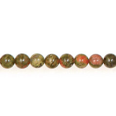 Unakite is a Natural Gemstone B Grade,  4mm Round. Sold per 16-inch Strand