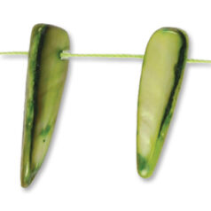 Bead, River Shell, 5x30mm Stick - Olive Green Color Dyed Shell. Sold per 16-inch Strand