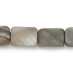 Mother of Pearl - 14x10mm Flat Rectangle - Grey Dyed River Shell