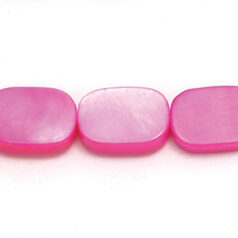 Bead, River Shell, 14x10mm Flat Rectangle - Fuchsia Color Dyed Shell. Sold per 16-inch Strand