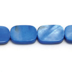 Bead, River Shell, 14x10mm Flat Rectangle - Blue Color Dyed Shell. Sold per 16-inch Strand