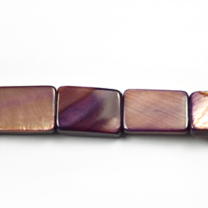Bead, River Shell, 14x10mm Flat Rectangle - Plum Color Dyed Shell. Sold per 16-inch Strand