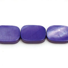 Bead, River Shell, 14x10mm Flat Rectangle - Violet Color Dyed Shell. Sold per 16-inch Strand