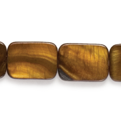 Bead, River Shell, 20x15mm Flat Rectangle - Brown Color Dyed Shell. Sold per 16-inch Strand