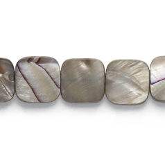 Mother of Pearl Shell - 15x15mm Flat Square - Grey Dyed River Shell