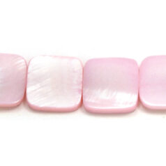Bead, River Shell, 15x15mm Flat Square - Pink Color Dyed Shell. Sold per 16-inch Strand
