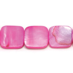 Bead, River Shell, 15x15mm Flat Square - Fuchsia Color Dyed Shell. Sold per 16-inch Strand