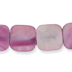 Bead, River Shell, 15x15mm Flat Square - Violet Color Dyed Shell. Sold per 16-inch Strand