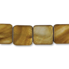 Bead, River Shell, 15x15mm Flat Square - Brown Color Dyed Shell. Sold per 16-inch Strand