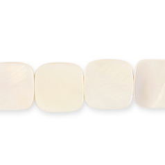 Bead, River Shell, 15x15mm Flat Square - Natural. Sold per 16-inch Strand