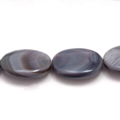 Bead, River Shell, 12x16mm Flat Oval - Grey Color Dyed Shell. Sold per 16-inch Strand