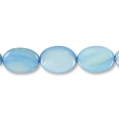 Bead, River Shell, 12x16mm Flat Oval - Lt. Blue Color Dyed Shell. Sold per 16-inch Strand