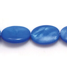 Bead, River Shell, 12x16mm Flat Oval - Blue Color Dyed Shell. Sold per 16-inch Strand