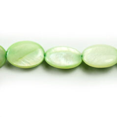 Bead, River Shell, 12x16mm Flat Oval - Green Color Dyed Shell. Sold per 16-inch Strand