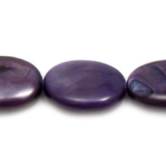 Mother of Pearl - 12x16mm Flat Oval - Plum Dyed River Shell