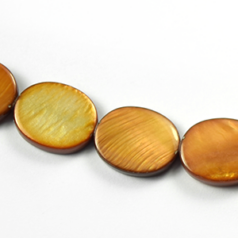 Bead, River Shell, 12x16mm Flat Oval - Brown Color Dyed Shell. Sold per 16-inch Strand