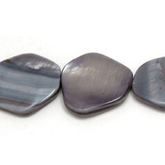 Bead, River Shell, 20mm Flat Irregular - Grey Color Dyed Shell. Sold per 16-inch Strand