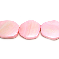 Bead, River Shell, 20mm Flat Irregular - Pink Color Dyed Shell. Sold per 16-inch Strand