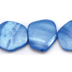Bead, River Shell, 20mm Flat Irregular - Blue Color Dyed Shell. Sold per 16-inch Strand