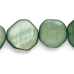 Bead, River Shell, 20mm Flat Irregular - Green Color Dyed Shell. Sold per 16-inch Strand