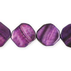 Bead, River Shell, 20mm Flat Irregular - Plum Color Dyed Shell. Sold per 16-inch Strand