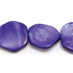 Bead, River Shell, 20mm Flat Irregular - Violet Color Dyed Shell. Sold per 16-inch Strand